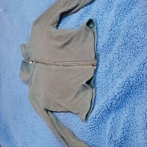 Cropped mock neck zip up shirt